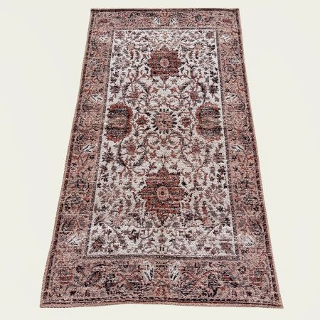 Handmade Red And Multicolor Synthetic Fibre Vintage Dhurrie